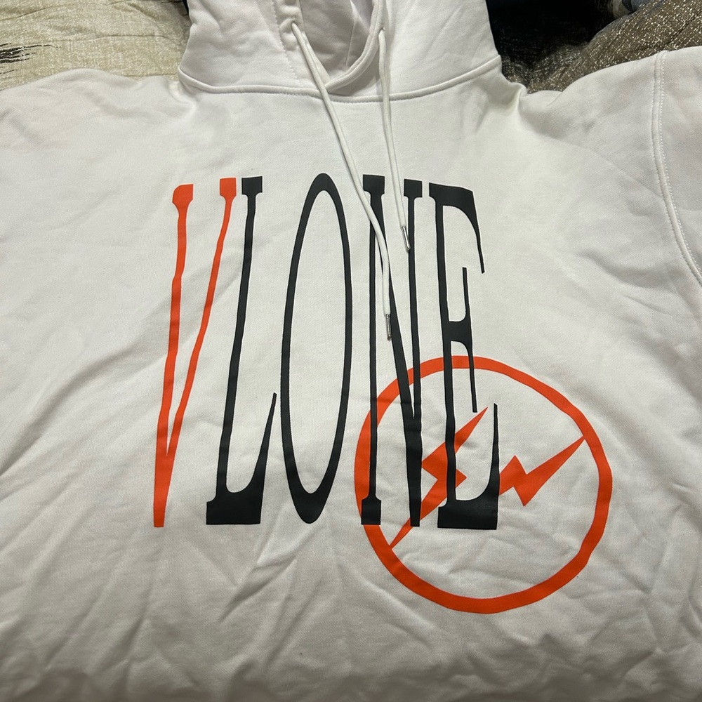 VLONE White Hoodie with Orange & Black Logo